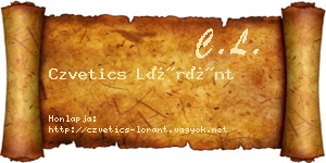 Czvetics Lóránt névjegykártya